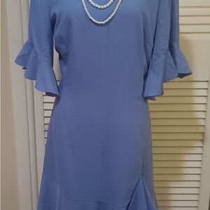 Giani Bernini Blue Long Sleeve Dress with Ruffles